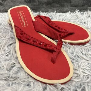 Liz‎ Claiborne Slippers Size 9 Red Beaded  Beach Resort lightweight Sandals